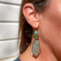 Aquaprase, Green Drusy Quartz, and Amazonite Earrings